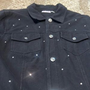 Quacker Factory Dreams Jeannes black rhinestone jacket XL perfect condition